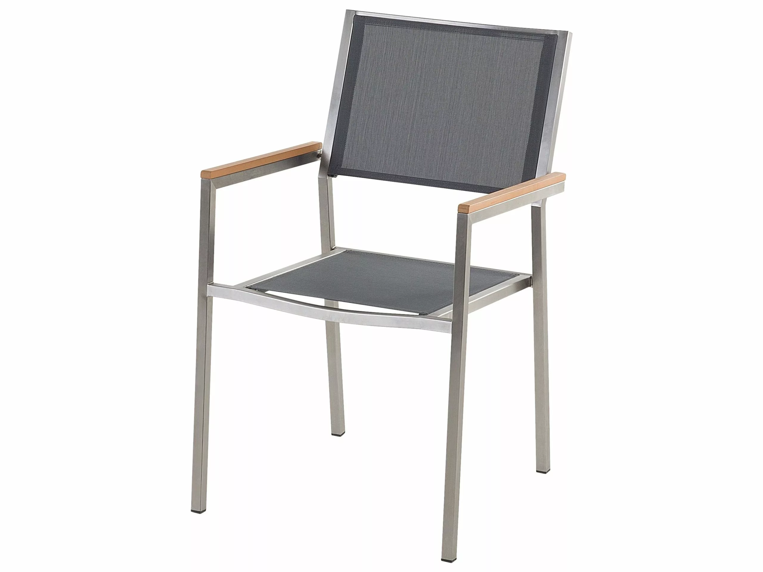 Beliani 6-istuttava Puutarhakalustesetti 3-osainen Graniittitaso Tekstiilituolit Musta/harmaa GROSSETO - Image 7