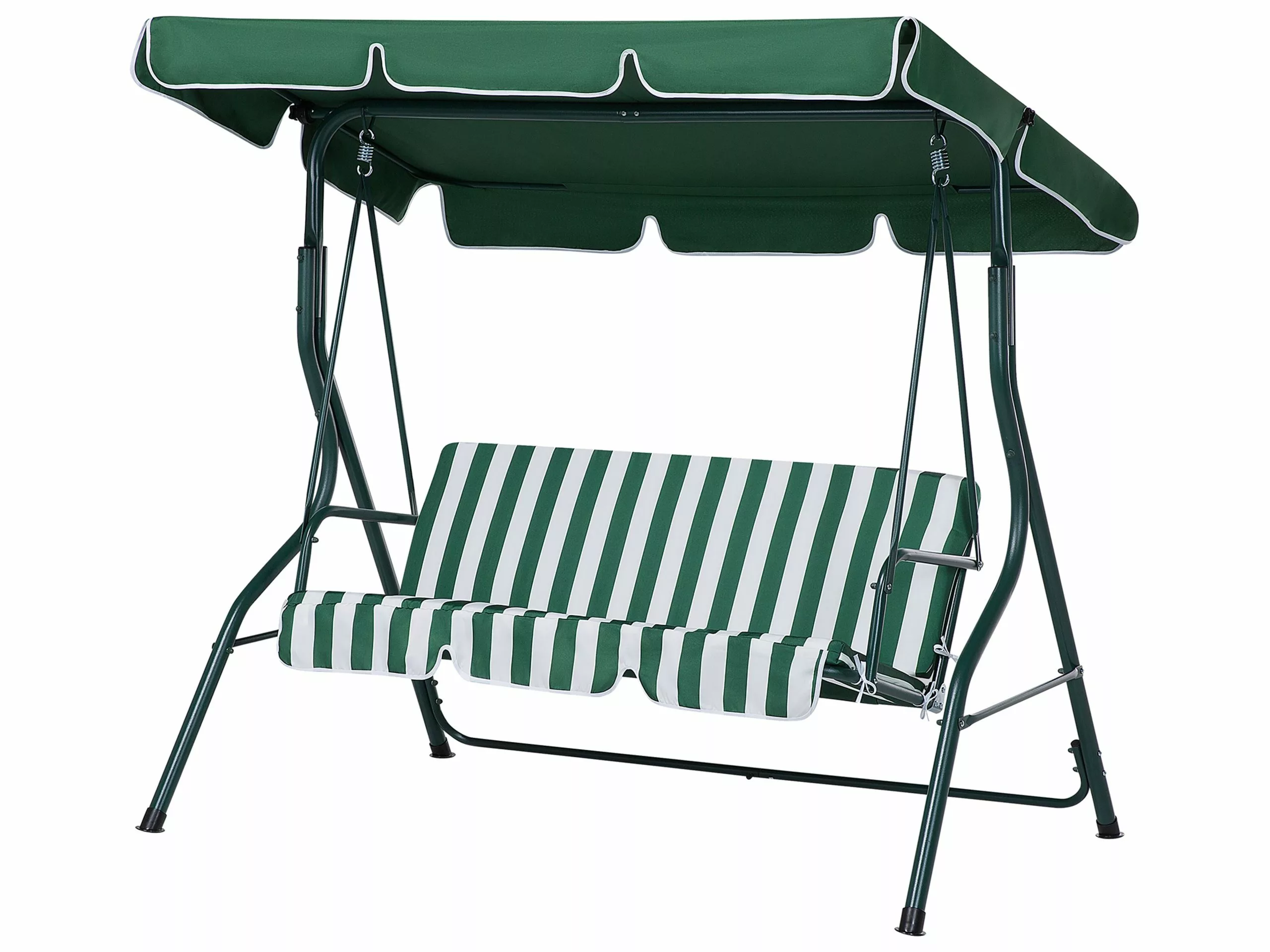 Beliani 3-istuttava Puutarhakeinu Vihreä/valkoinen CHAPLIN