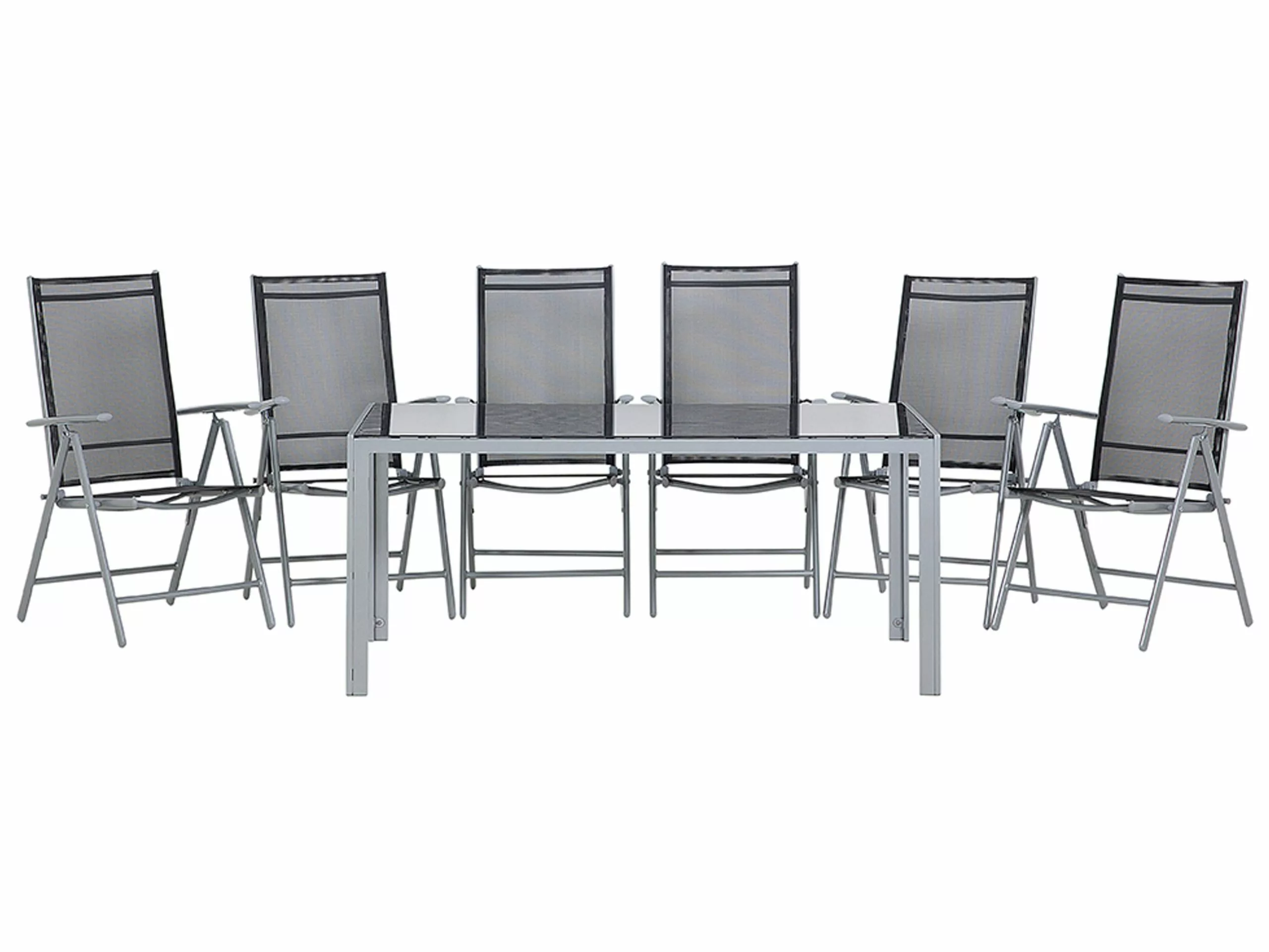 Beliani 6-istuttava Musta Alumiininen Ulkoruokailuryhmä CATANIA - Image 4