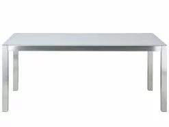 Beliani Puutarhapöytä Lasitasolla Valkoinen 180 X 90 Cm GROSSETO -Beliani-myymälä undef src sa picid 674103 type whitesh image