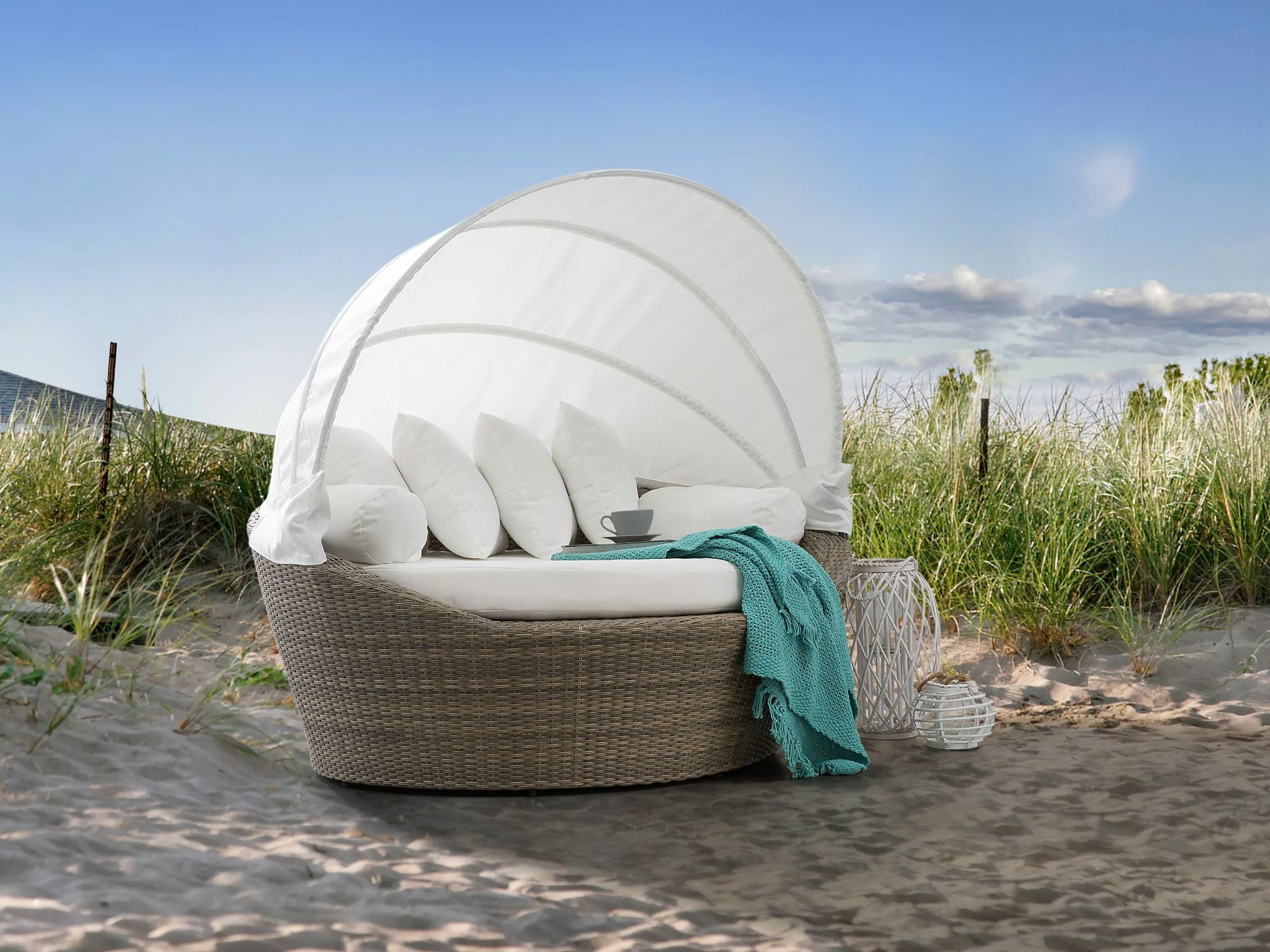 Beliani Aurinkovuode Polyrottinki Vaaleanruskea SYLT - Image 2