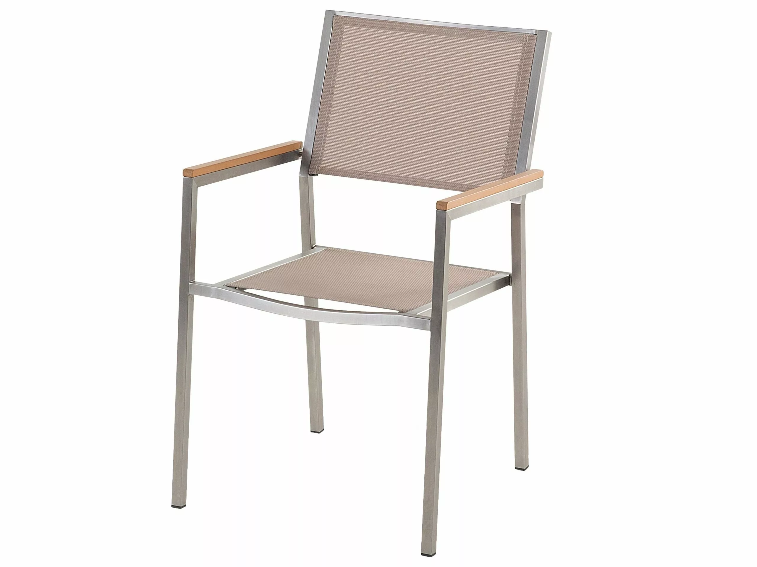 Beliani 6-istuttava Ulkoruokailuryhmä Lasitaso Tekstiilituolit Musta/beige GROSSETO - Image 6