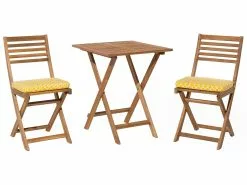 Beliani 2-istuttava Bistrosetti Akasiapuu Vaalea Puu/keltainen FIJI