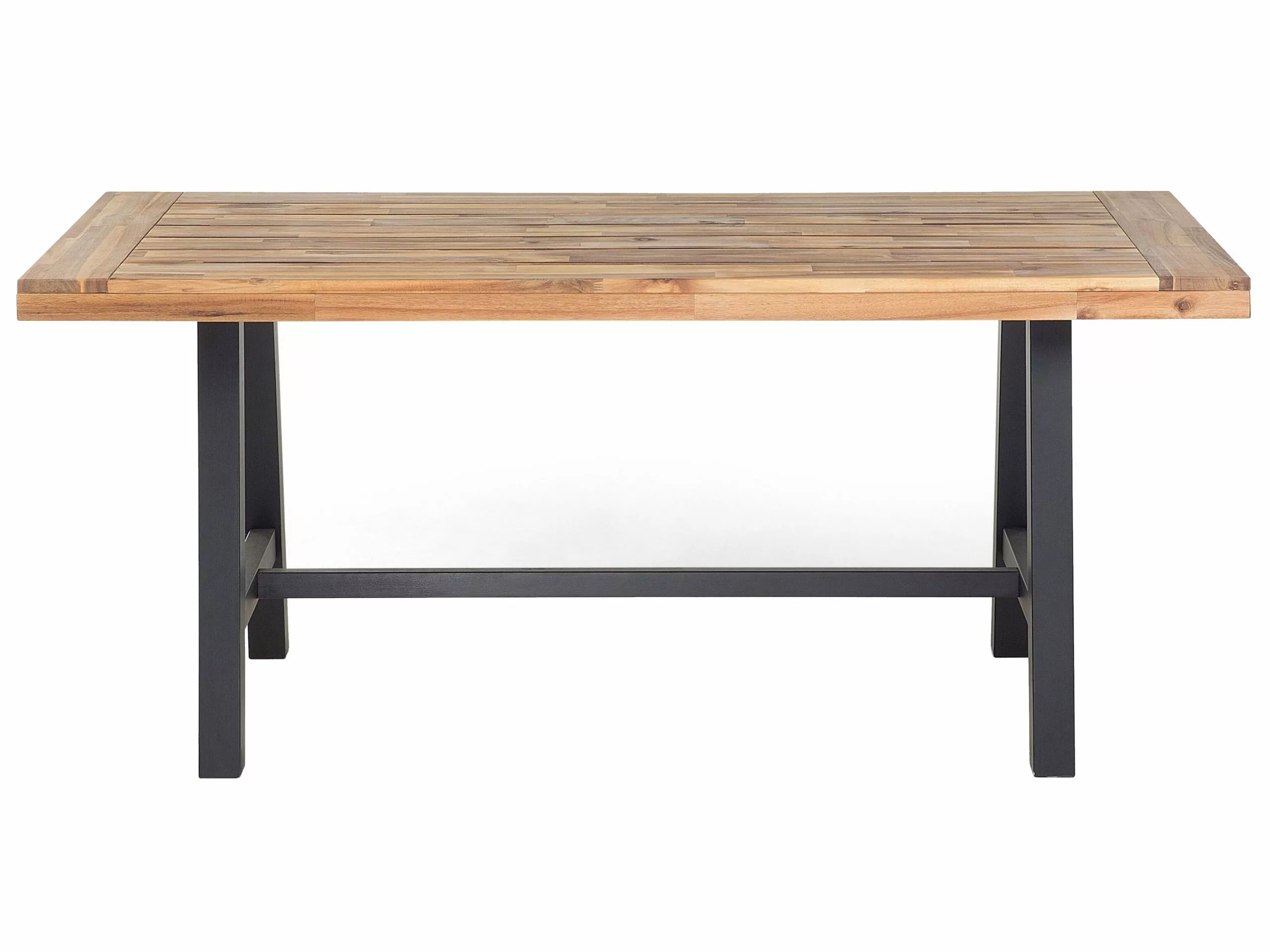 Beliani Puutarhapöytä Akasiapuu Vaalea Puu/musta 170 X 80 Cm SCANIA - Image 8