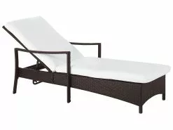 Beliani Aurinkotuoli Ruskea Valkoisella Istuintyynyllä VASTO