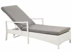 Beliani Aurinkotuoli Valkoinen Harmaalla Istuintyynyllä VASTO