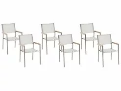 Beliani Puutarhatuoli Kangas Valkoinen 6 Kpl GROSSETO