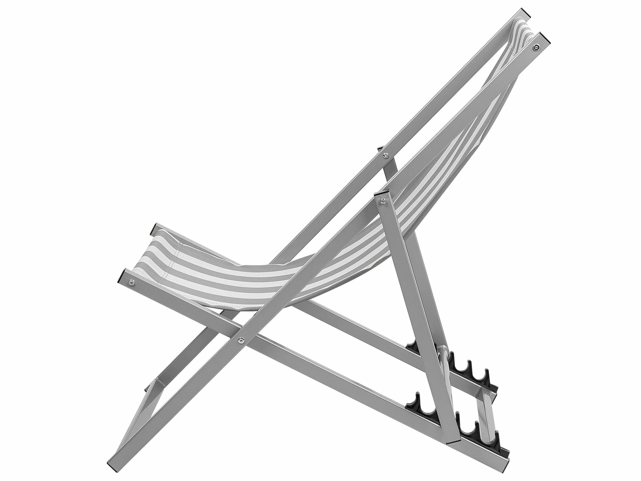 Beliani Harmaa Aurinkotuoli Valkoharmaalla Kankaalla LOCRI - Image 6