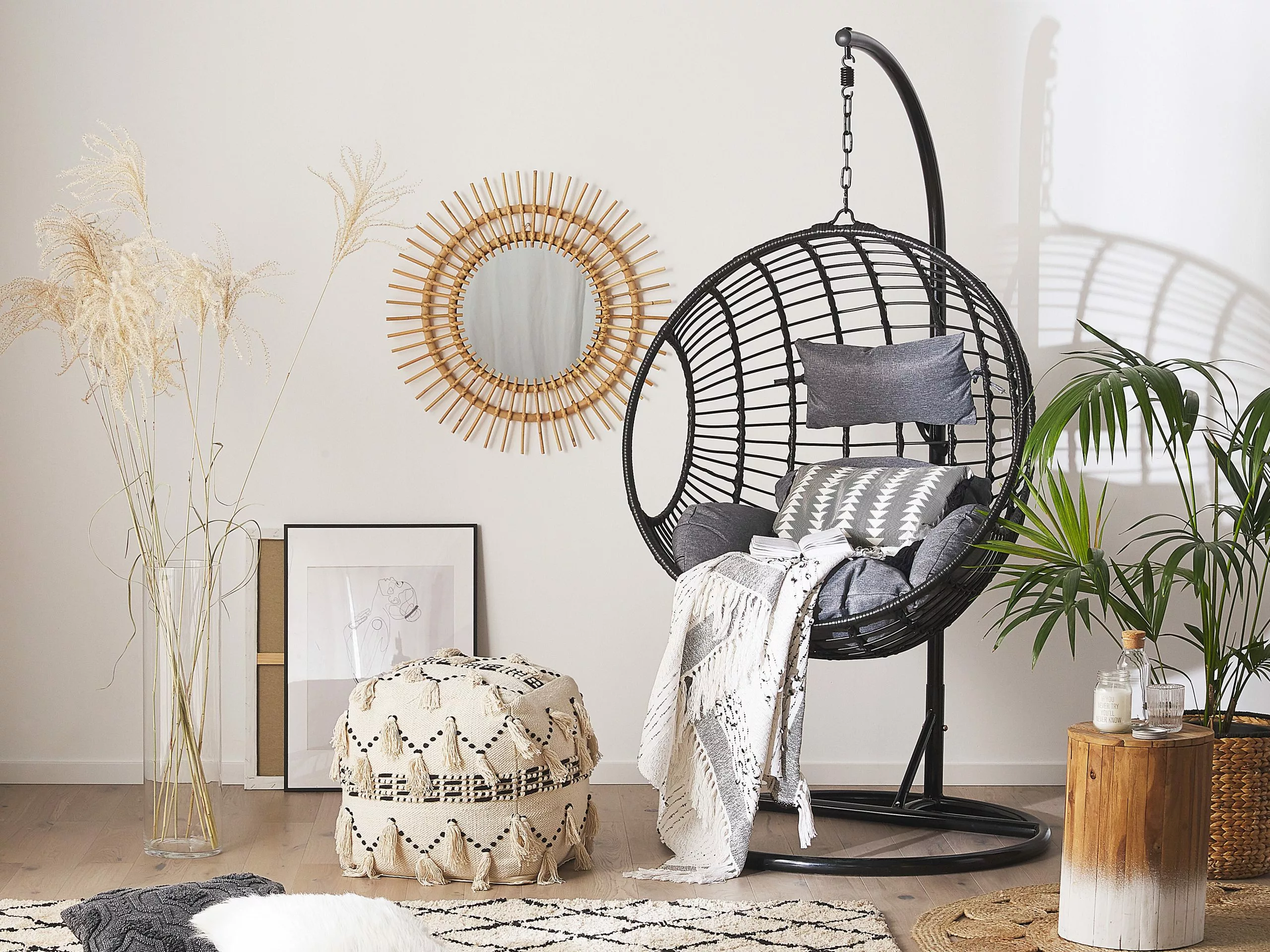 Beliani Riipputuoli Rottinkia Musta ASPIO - Image 3