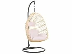 Beliani Rottinkinen Korituoli Jalustalla Beige CASOLI