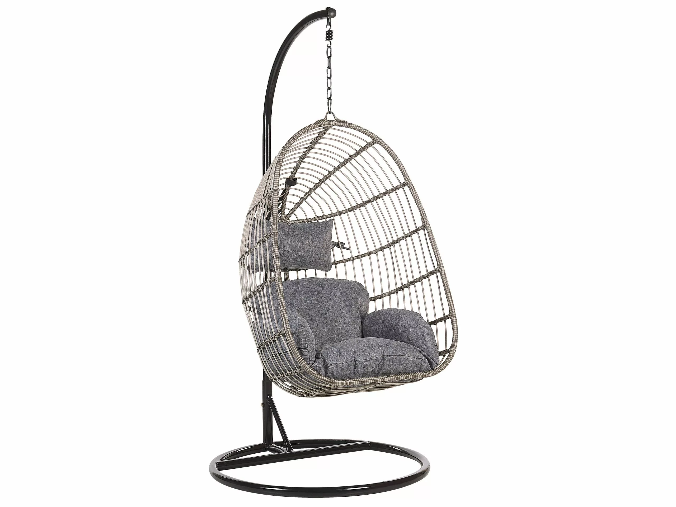 Beliani Rottinkinen Korituoli Jalustalla Harmaa CASOLI 3 Beliani Rottinkinen Korituoli Jalustalla Harmaa CASOLI