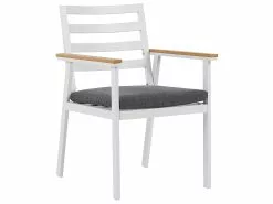 Beliani 4-istuttava Ulkoruokailuryhmä Alumiini Valkoinen/harmaa CAVOLI -Beliani-myymälä undef src sa picid 777405 type whitesh image