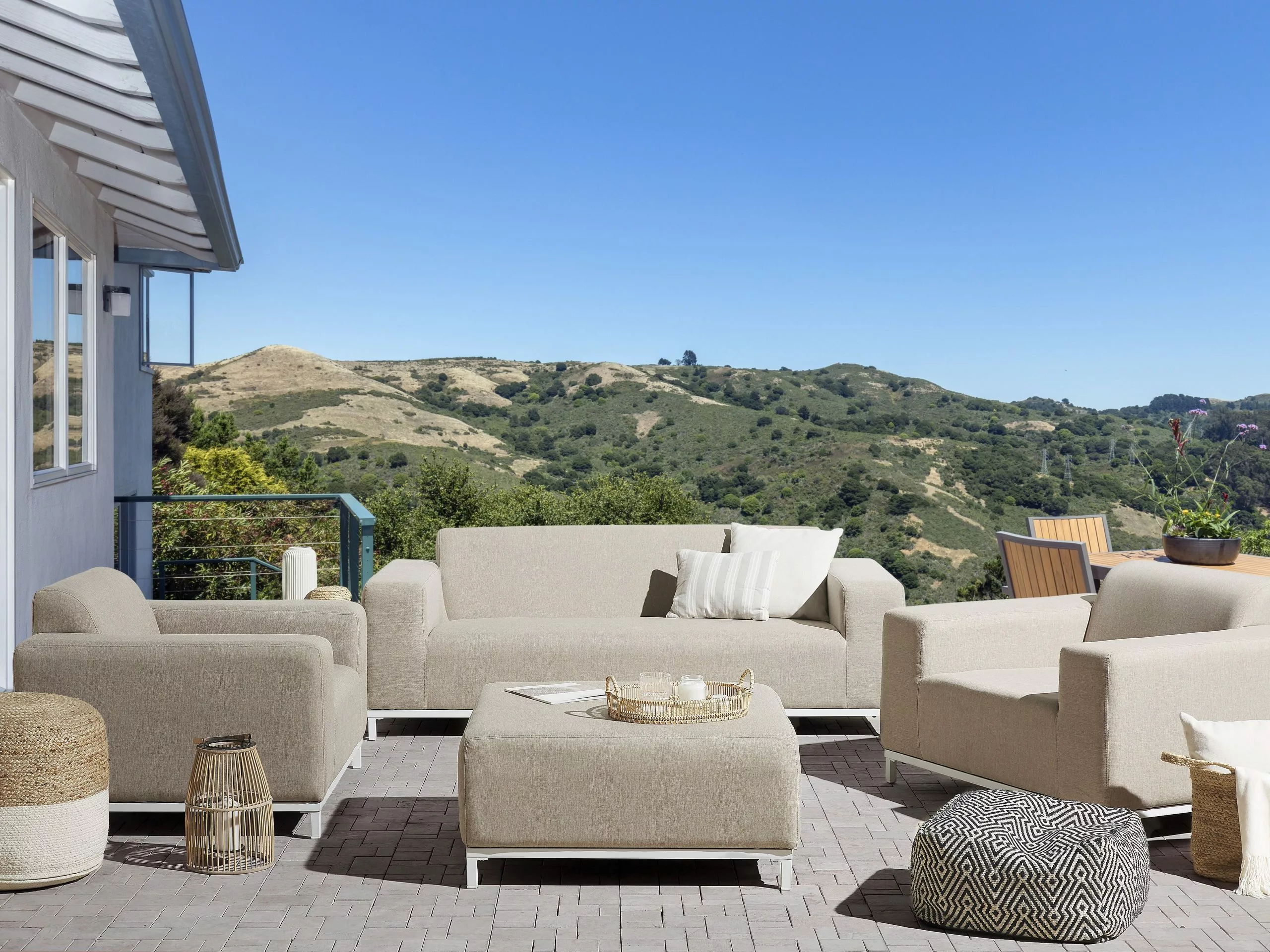 Beliani 5-istuttava Ulkosohvaryhmä Kangas Beige/valkoinen ROVIGO - Image 2