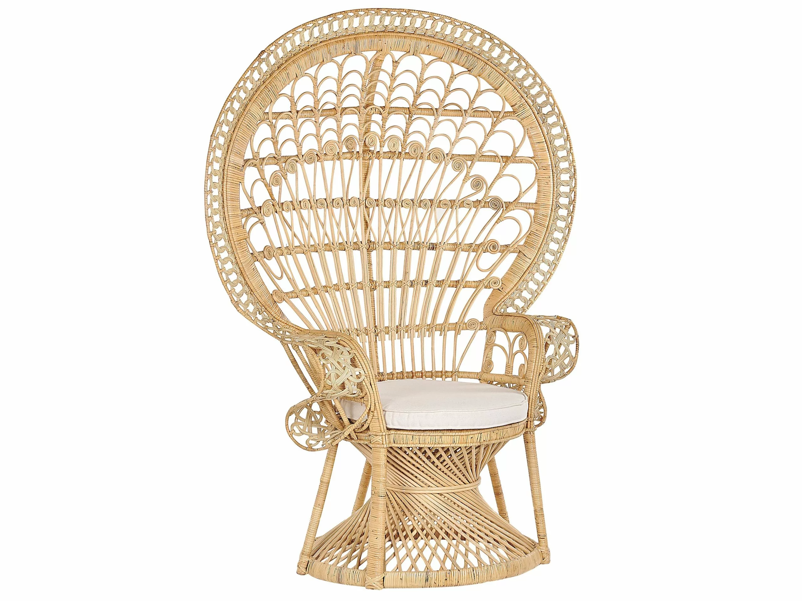 Beliani Riikinkukkotuoli Rottinki Luonnonväri EMMANUELLE