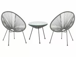 Beliani Kalustesetti Harmaa Pöytä Ja 2 Tuolia ACAPULCO II