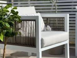 Beliani 5-istuttava Ulkosohvaryhmä Alumiini Valkoinen/ruskea BORELLO -Beliani-myymälä undef src sa picid 802035 type whitesh image 1