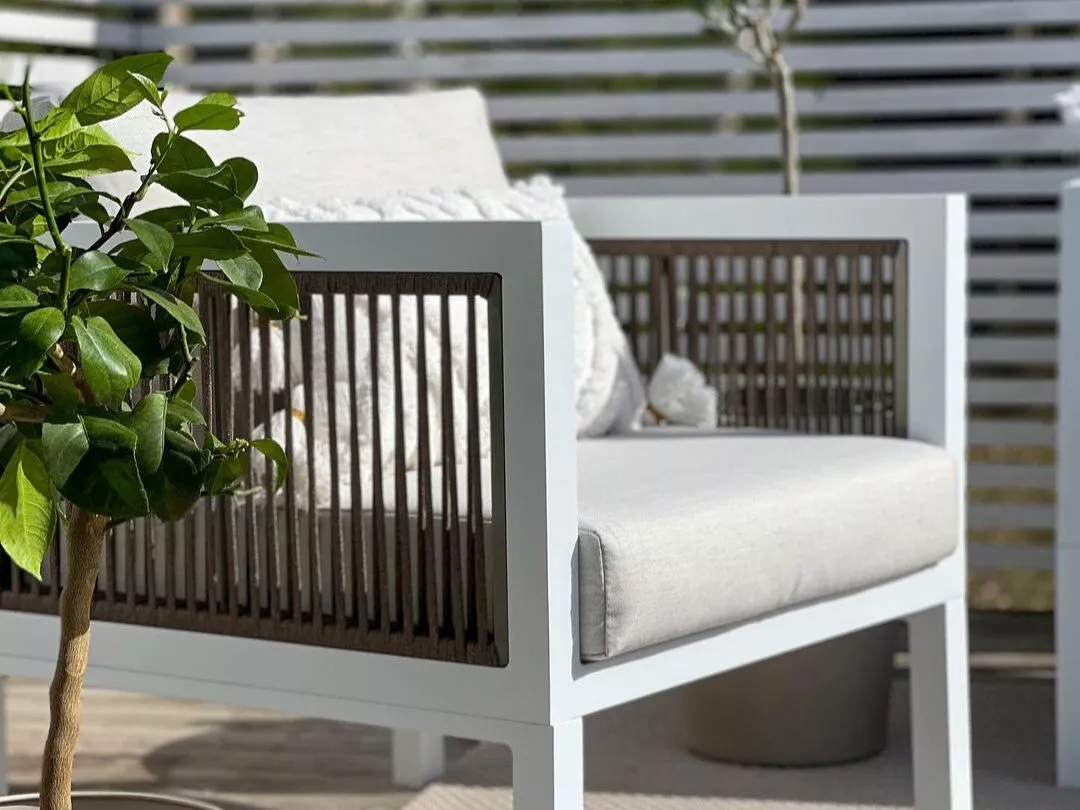 Beliani 5-istuttava Ulkosohvaryhmä Alumiini Valkoinen/ruskea BORELLO - Image 4