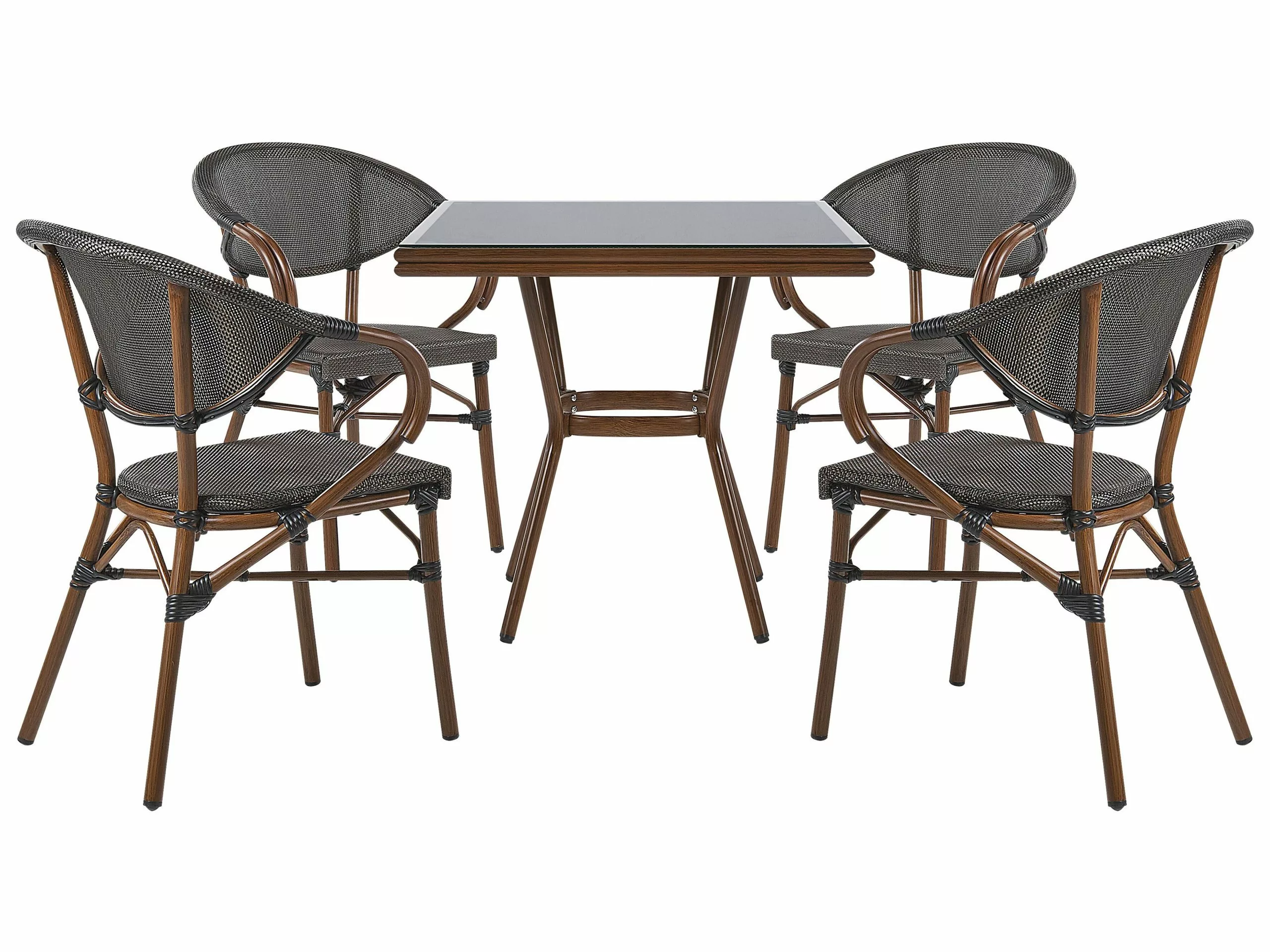 Beliani Puutarhakalustesetti 4-istuttava Harmaa/musta CASPRI