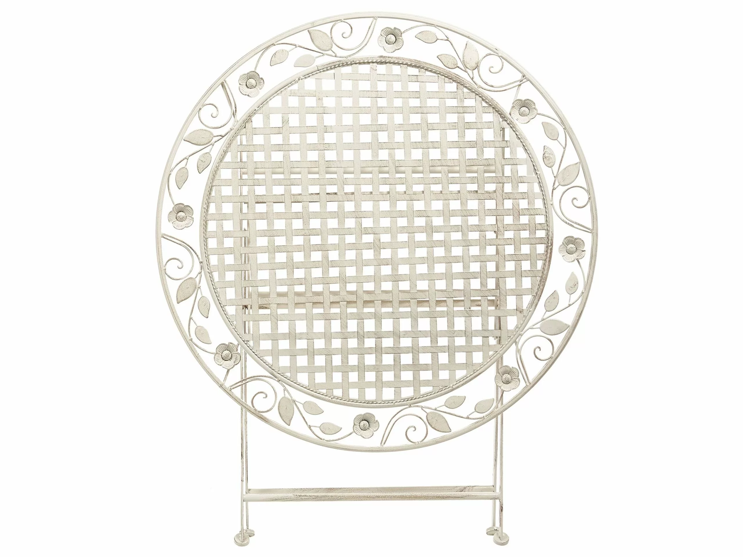 Beliani Puutarhapöytä Metallinen ø 90 Cm Luonnonvalkoinen BIVIO 5 Beliani Puutarhapöytä Metallinen ø 90 Cm Luonnonvalkoinen BIVIO - Image 3