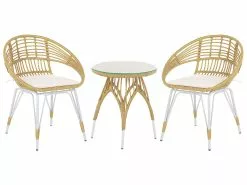 Beliani 2-istuttava Bistrosetti Polyrottinki Luonnonväri/valkoinen PELLARO