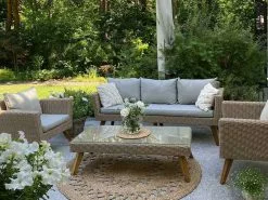 Beliani 5-istuttava Ulkosohvaryhmä Polyrottinki Harmaa VITTORIA XL -Beliani-myymälä undef src sa picid 809365 type whitesh image