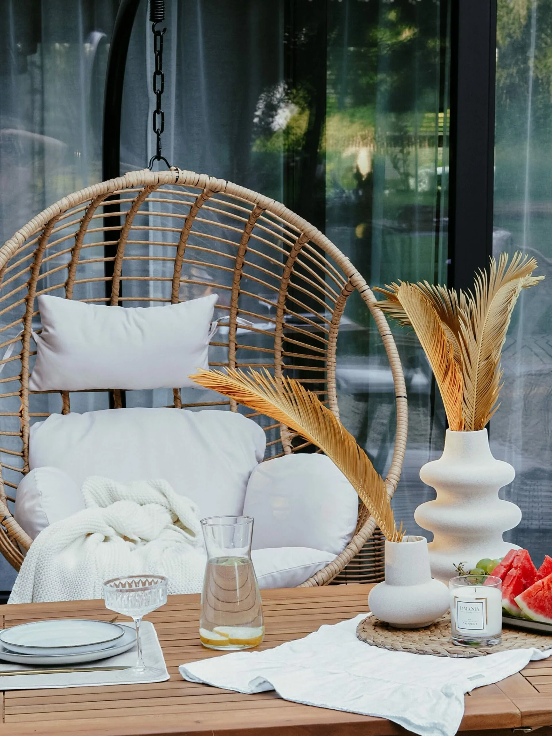 Beliani Rottinkinen Riipputuoli Jalustalla Puunvärinen ASPIO 10 Beliani Rottinkinen Riipputuoli Jalustalla Puunvärinen ASPIO - Image 8