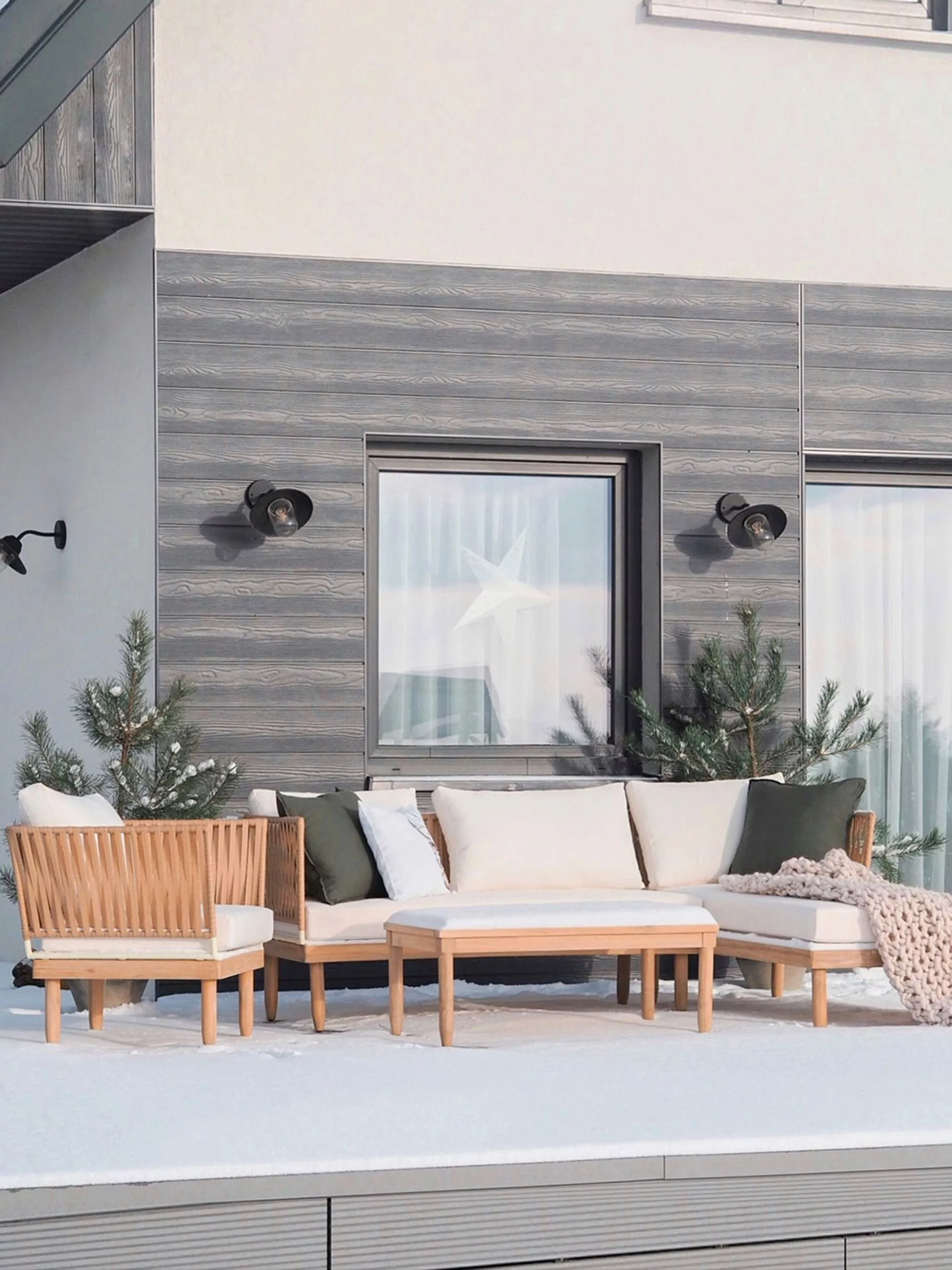 Beliani 4-istuttava Ulkosohvaryhmä Akasiapuu Vasenk. Valkoinen CREMONA - Image 3