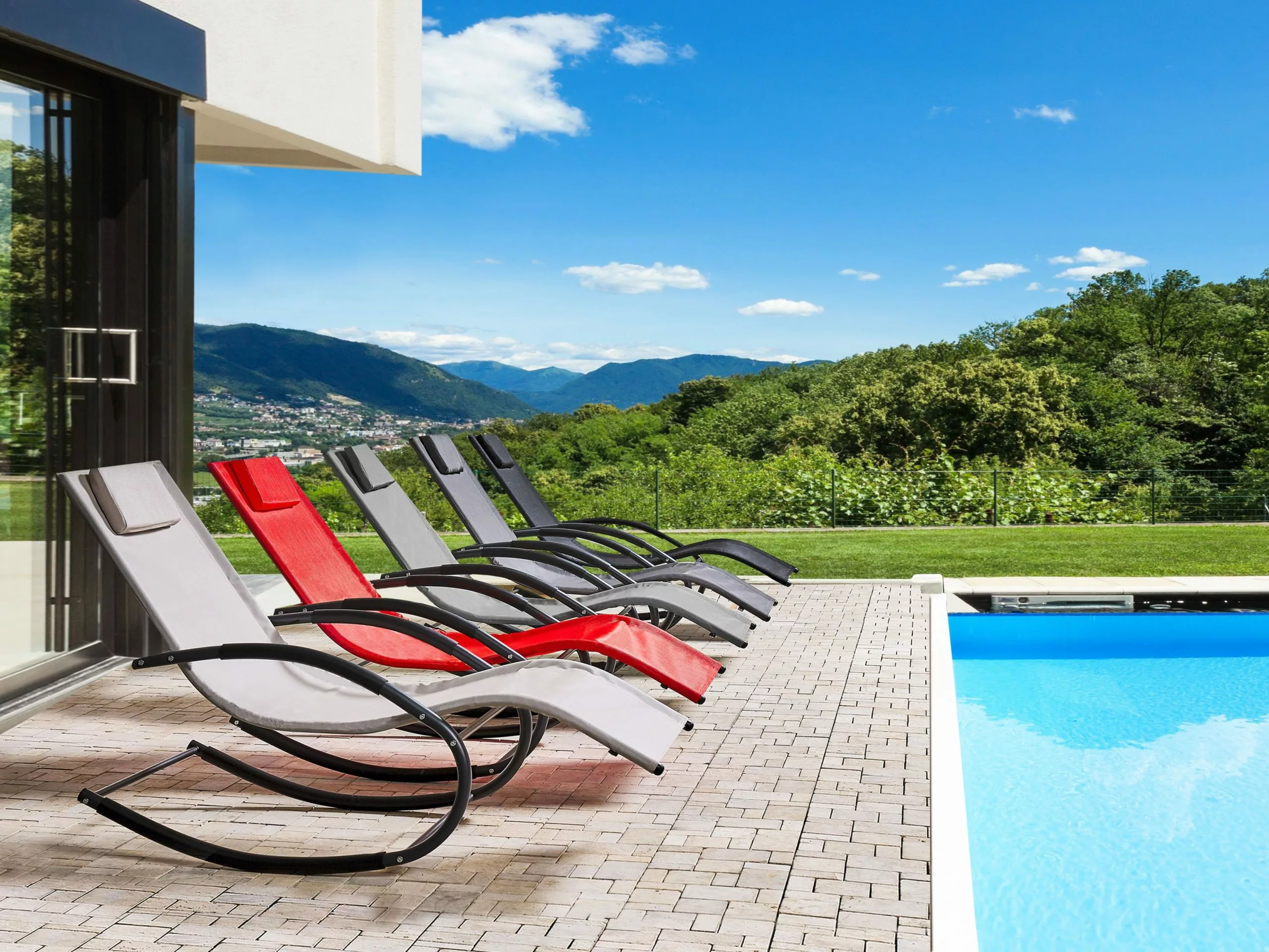 Beliani Keinuva Aurinkotuoli Musta CARANO II - Image 3