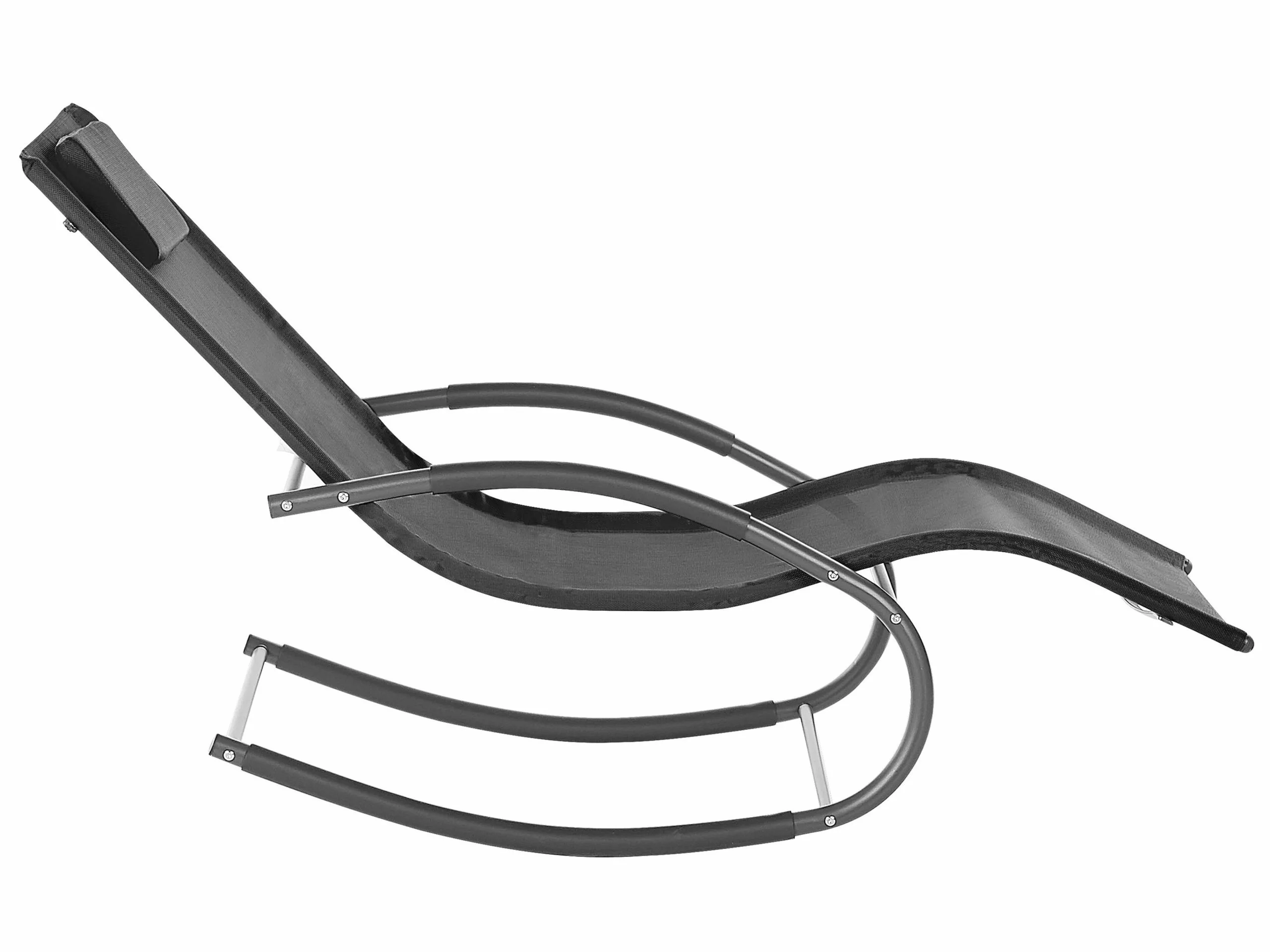 Beliani Keinuva Aurinkotuoli Musta CARANO II - Image 5