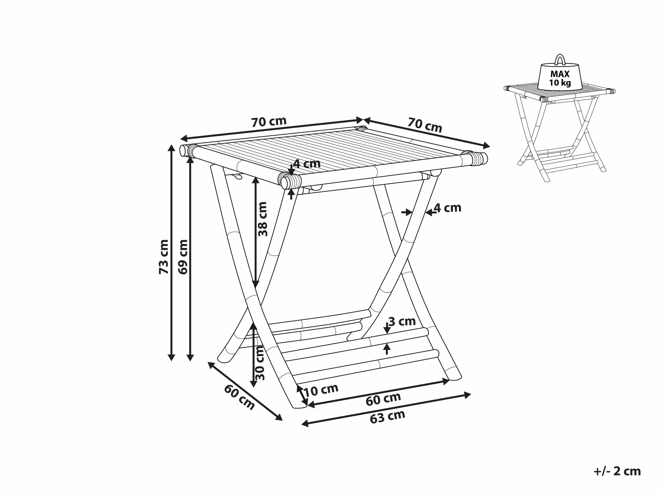 Beliani Puutarhapöytä Kokoontaitettava Vaalea Bambupuu 70 Cm MOLISE 8 Beliani Puutarhapöytä Kokoontaitettava Vaalea Bambupuu 70 Cm MOLISE - Image 6
