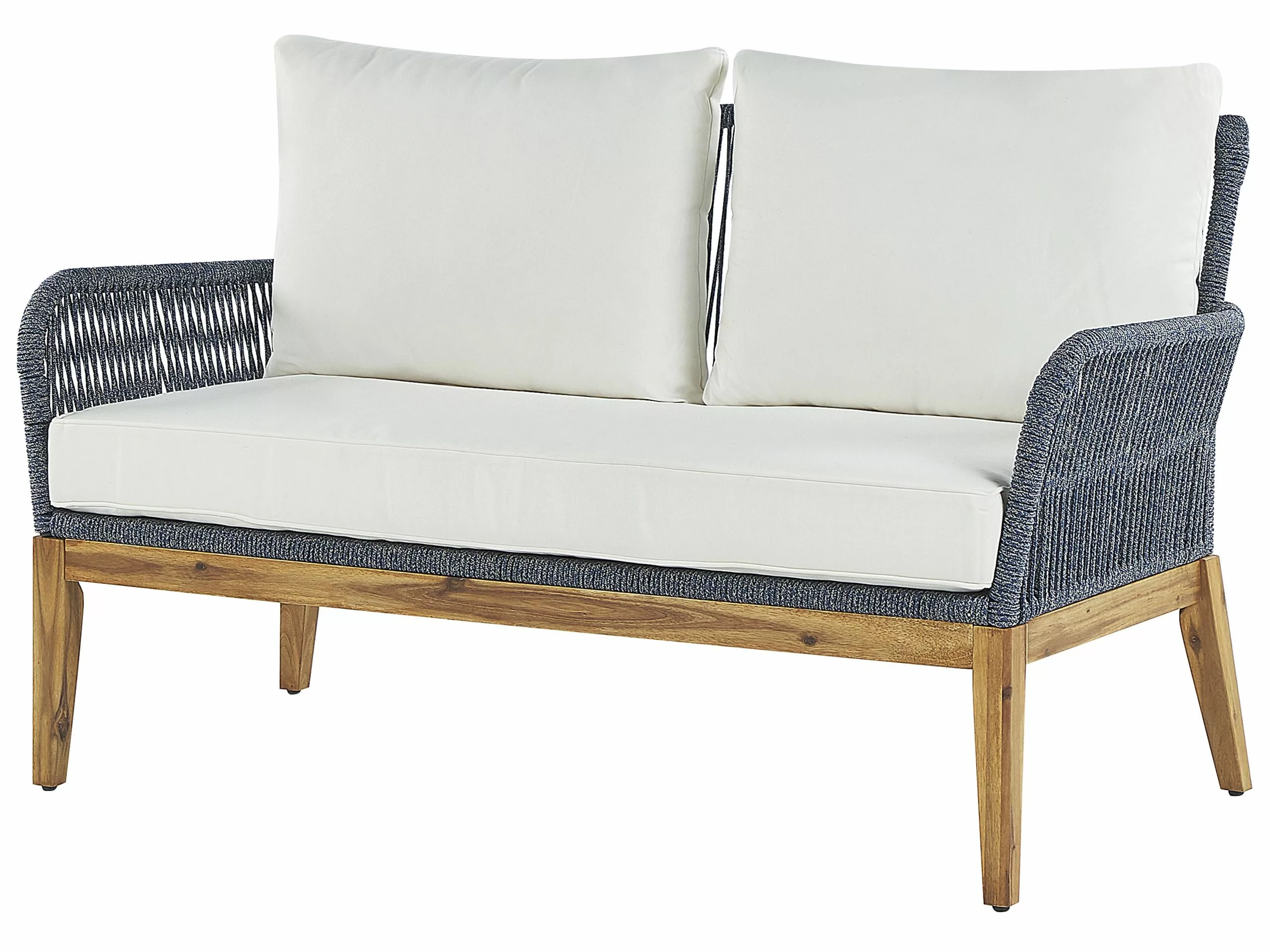 Beliani 4-istuttava Ulkosohvaryhmä Akasiapuu Valkoinen/sininen MERANO II - Image 4