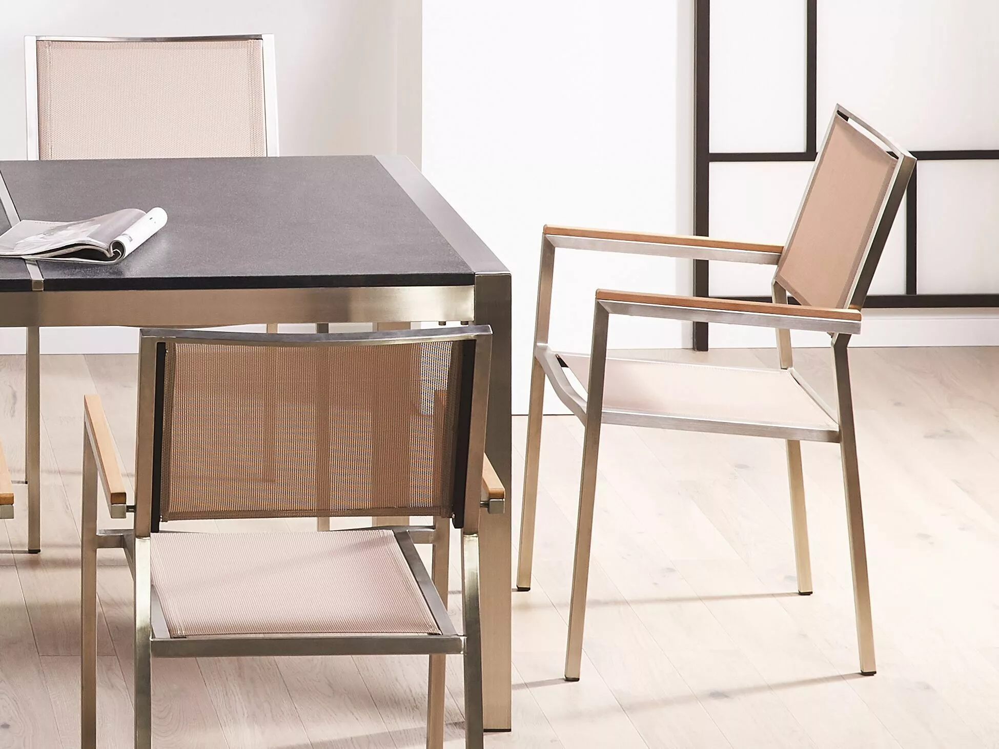 Beliani Puutarhatuoli Kangas Beige 4 Kpl GROSSETO 5 Beliani Puutarhatuoli Kangas Beige 4 Kpl GROSSETO - Image 3