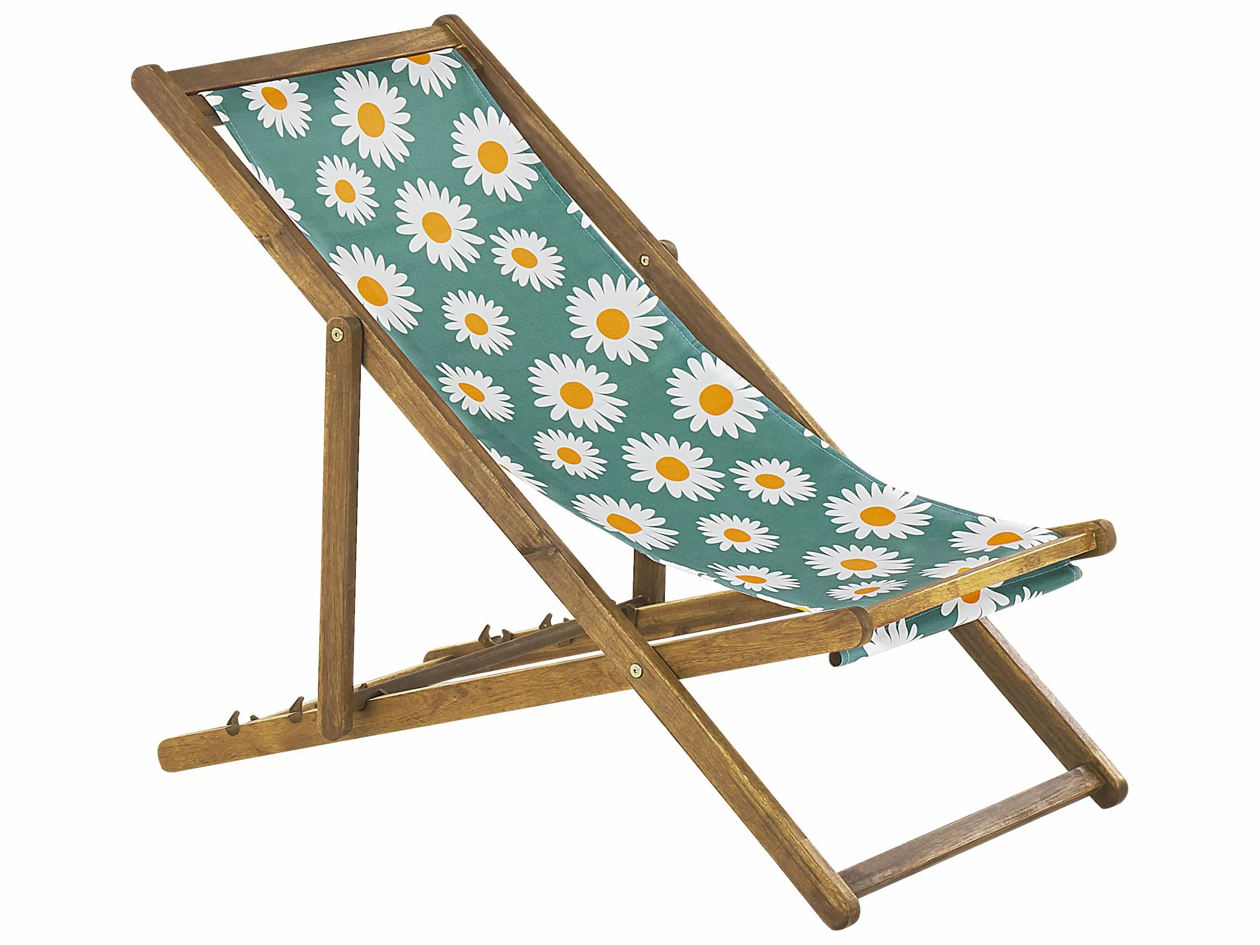 Beliani Vaalea Akaasiapuinen Aurinkotuoli Kamomillakuvioisella Kankaalla 2 Kpl ANZIO - Image 3