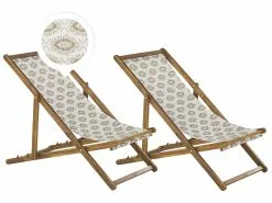 Beliani Aurinkotuoli Akasiapuu Vaalea Puu/beige 2 Kpl ANZIO