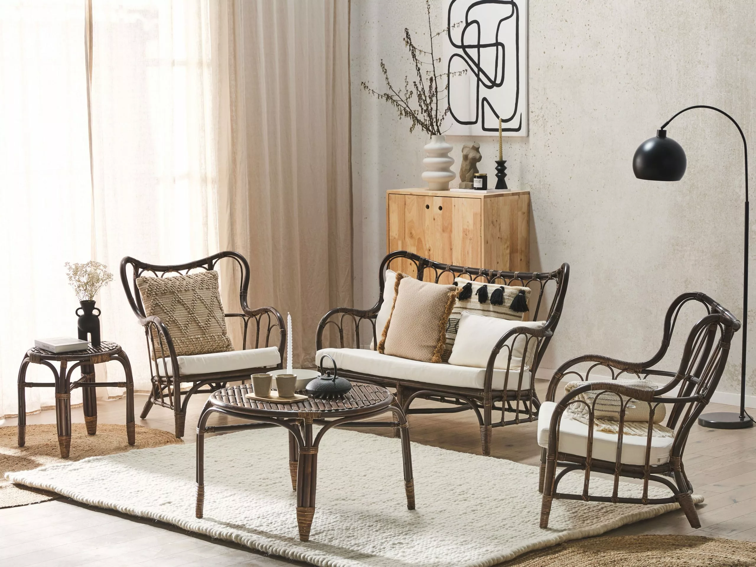 Beliani 4-istuttava Ulkosohvaryhmä Rottinki Tummanruskea BRINDISI - Image 4