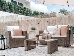 Beliani Vaaleanruskea 4-istuttava PE-rottinkinen Ulkosohvaryhmä LUCA -Beliani-myymälä undef src sa picid 822836 type whitesh image