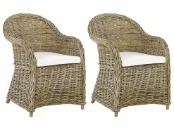 Beliani Puutarhatuoli Rottinki Luonnonväri 2 Kpl SUSUA