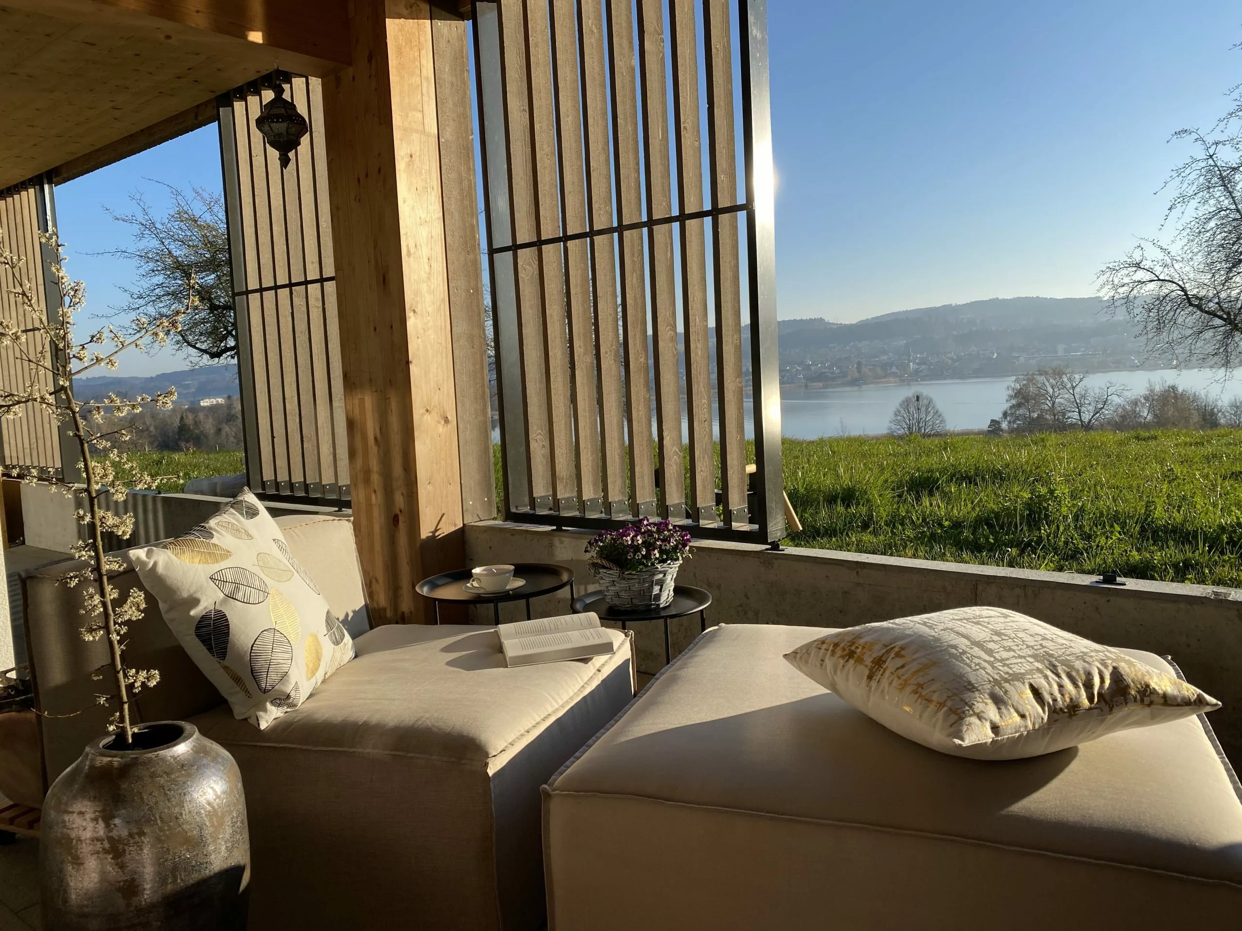 Beliani 7-istuttava Ulkosohva Kangas Oikeak. Beige AREZZO - Image 4