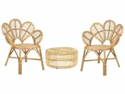 Beliani 2-istuttava Bistrosetti Rottinki Luonnonväri FLORENTINE II/LIMNI