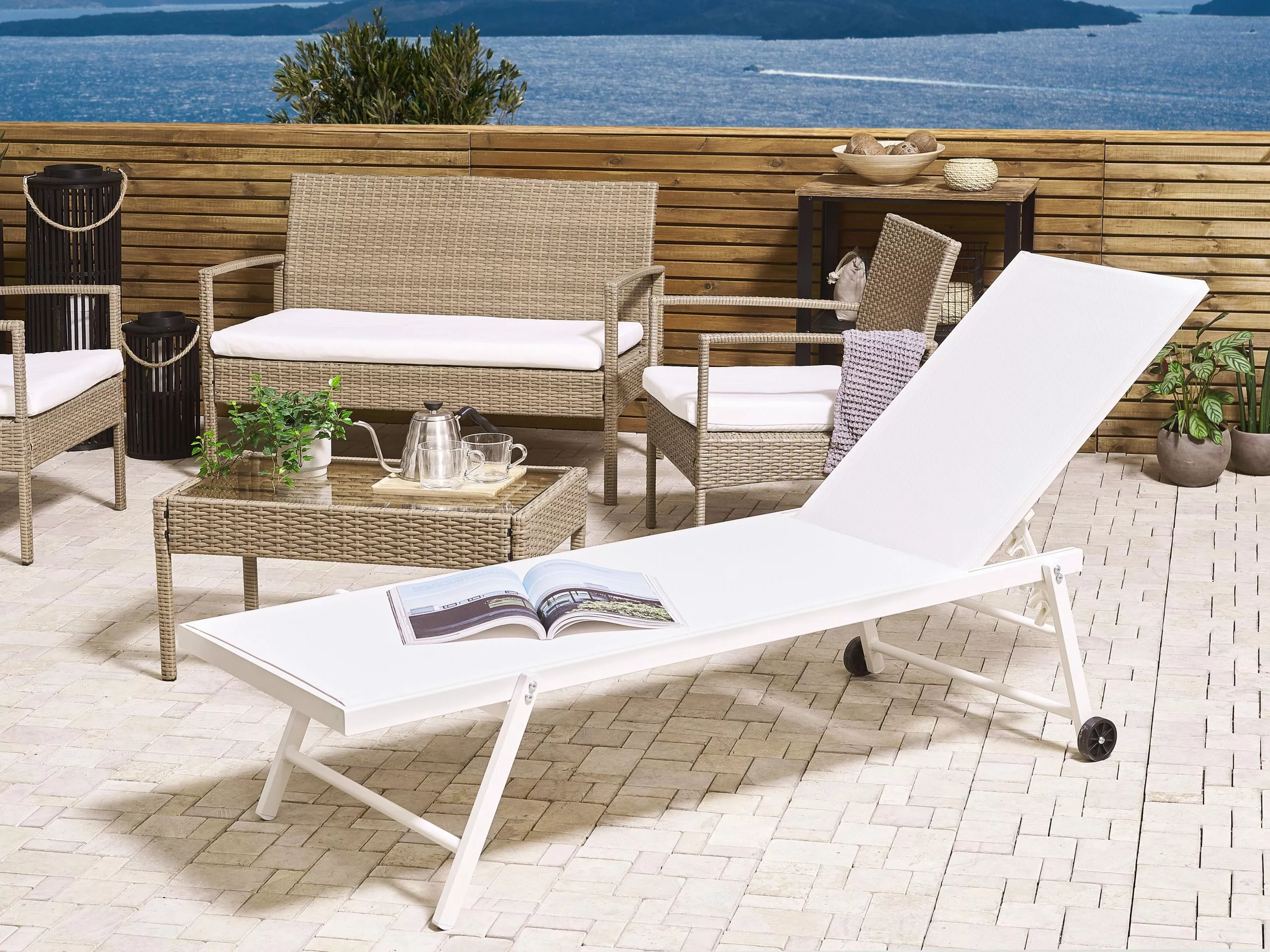 Beliani Aurinkotuoli Metallinen Valkoinen PORTOFINO - Image 3