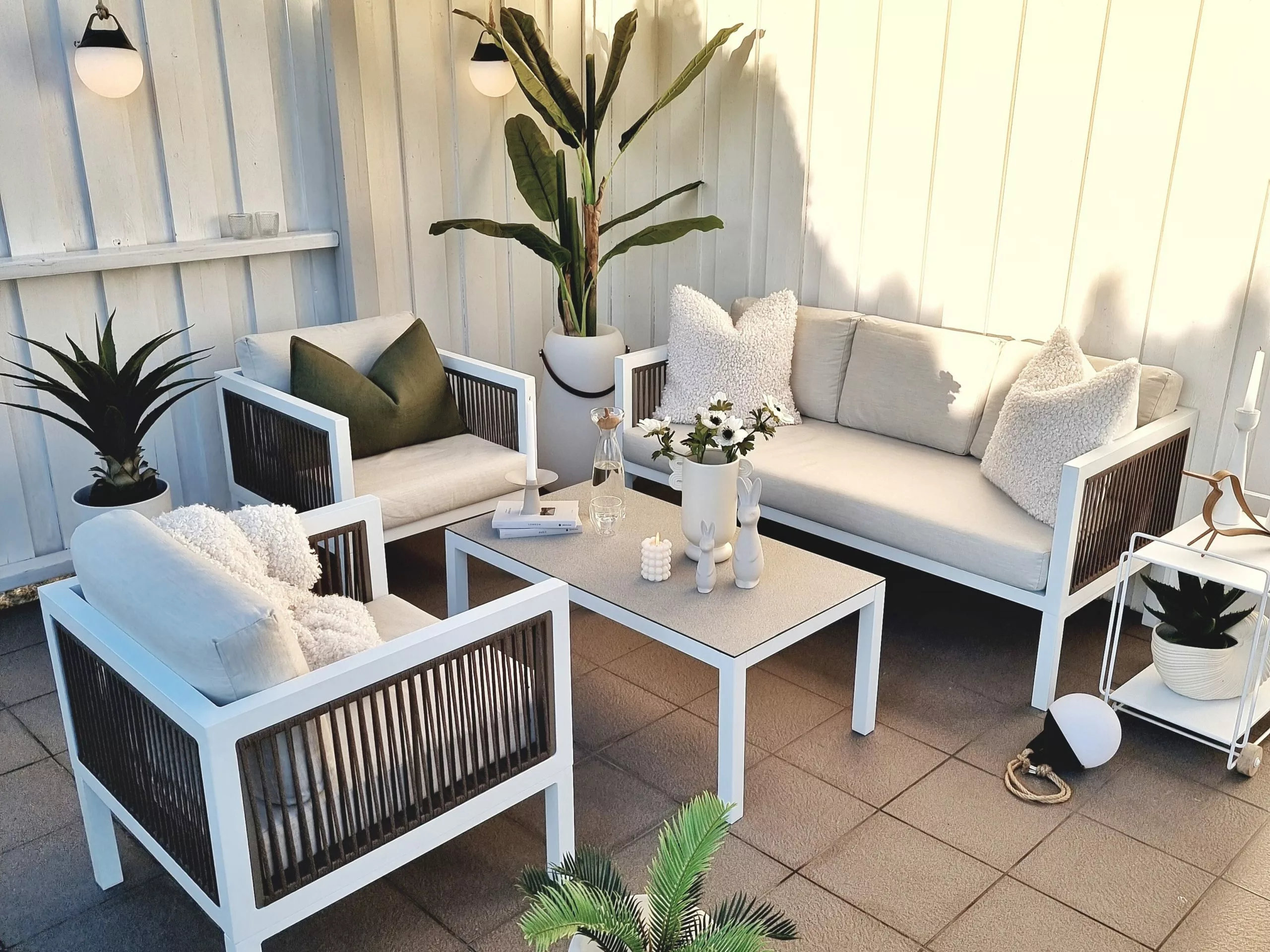 Beliani 5-istuttava Ulkosohvaryhmä Alumiini Valkoinen/ruskea BORELLO - Image 10