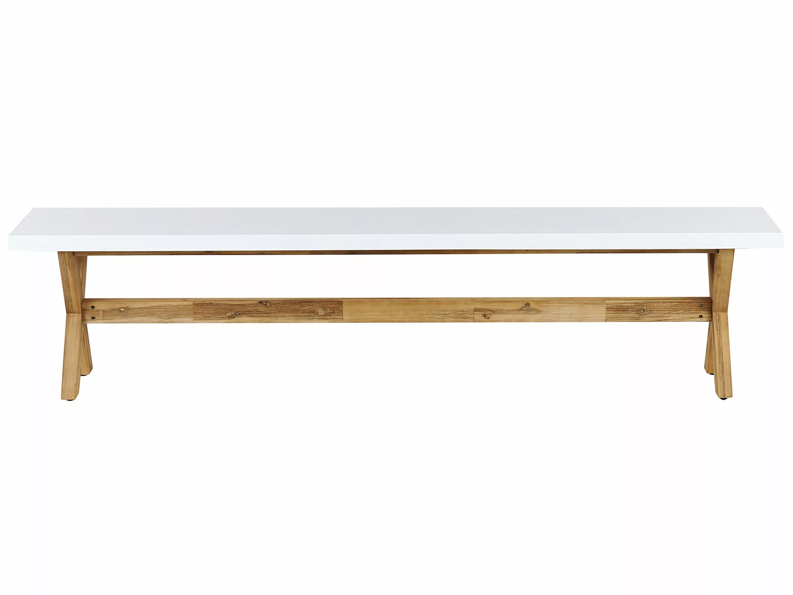 Beliani 6-istuttava Ulkoruokailuryhmä Penkeillä Kuitusementti Valkoinen OLBIA - Image 4