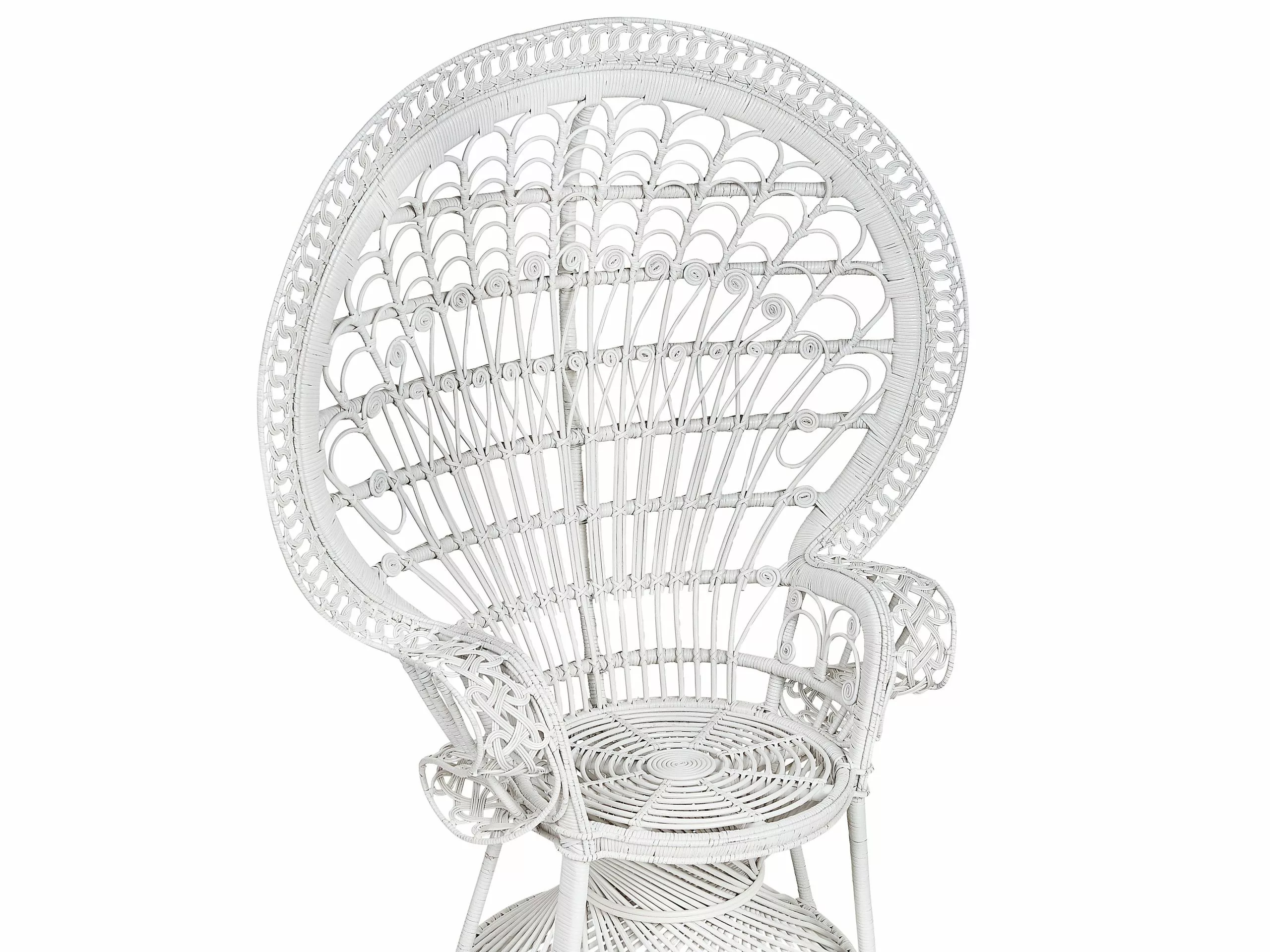 Beliani Riikinkukkotuoli Rottinki Valkoinen EMMANUELLE - Image 7