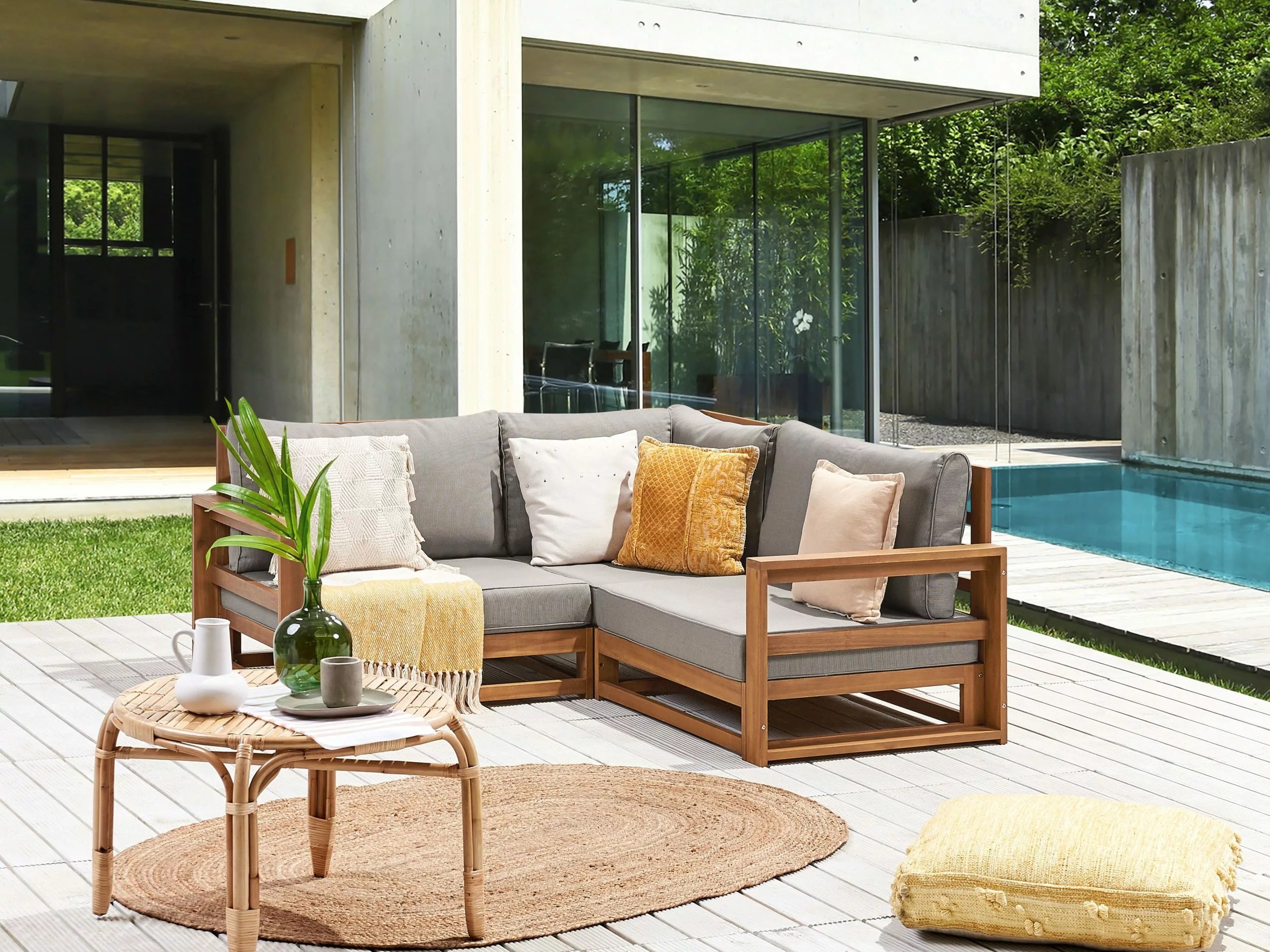 Beliani 2-istuttava Ulkokulmasohva Akasiapuu Vaalea Puu TIMOR II - Image 4