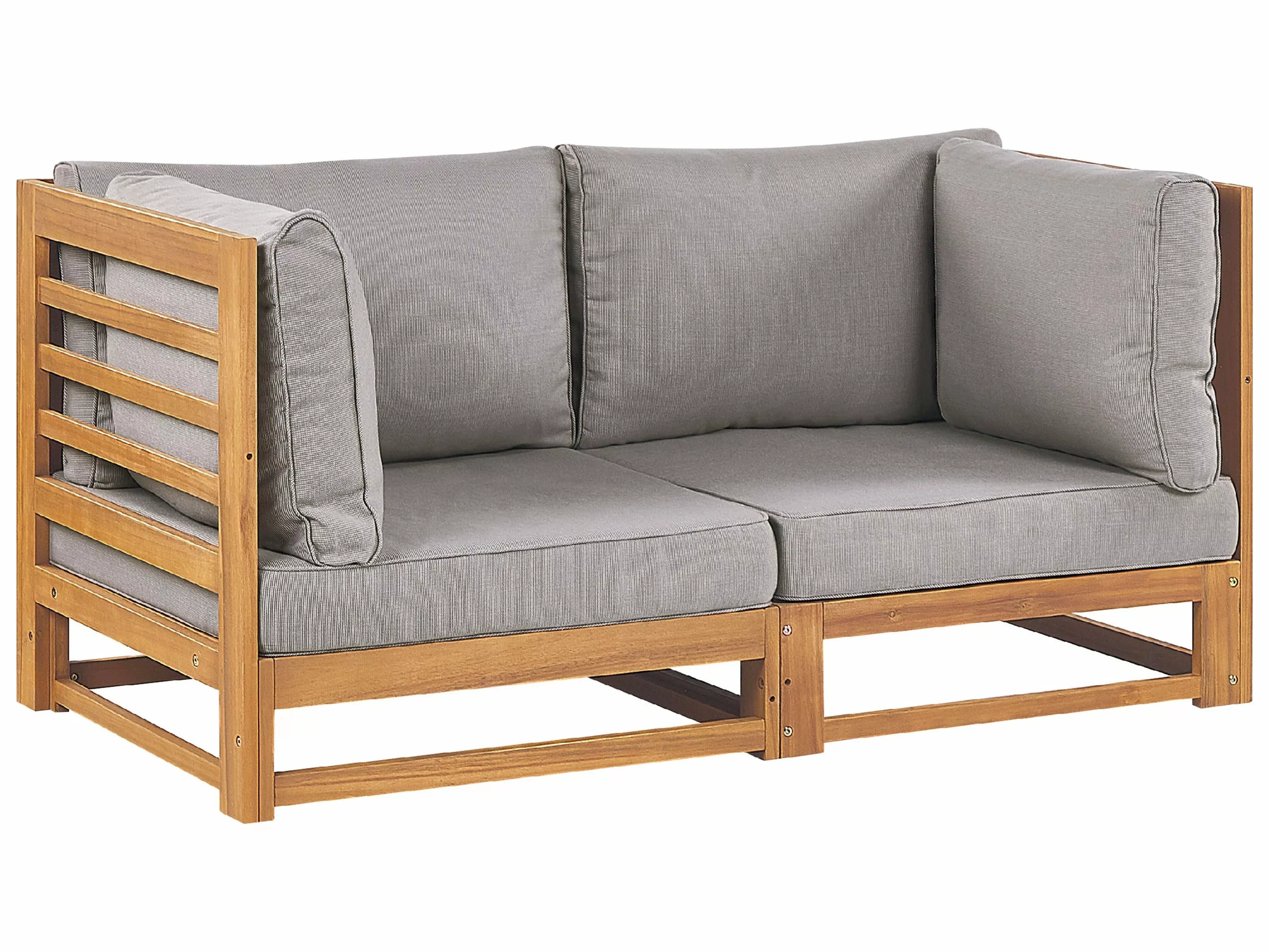 Beliani 2-istuttava Ulkosohva Akasiapuu Ruskeanharmaa TRANI