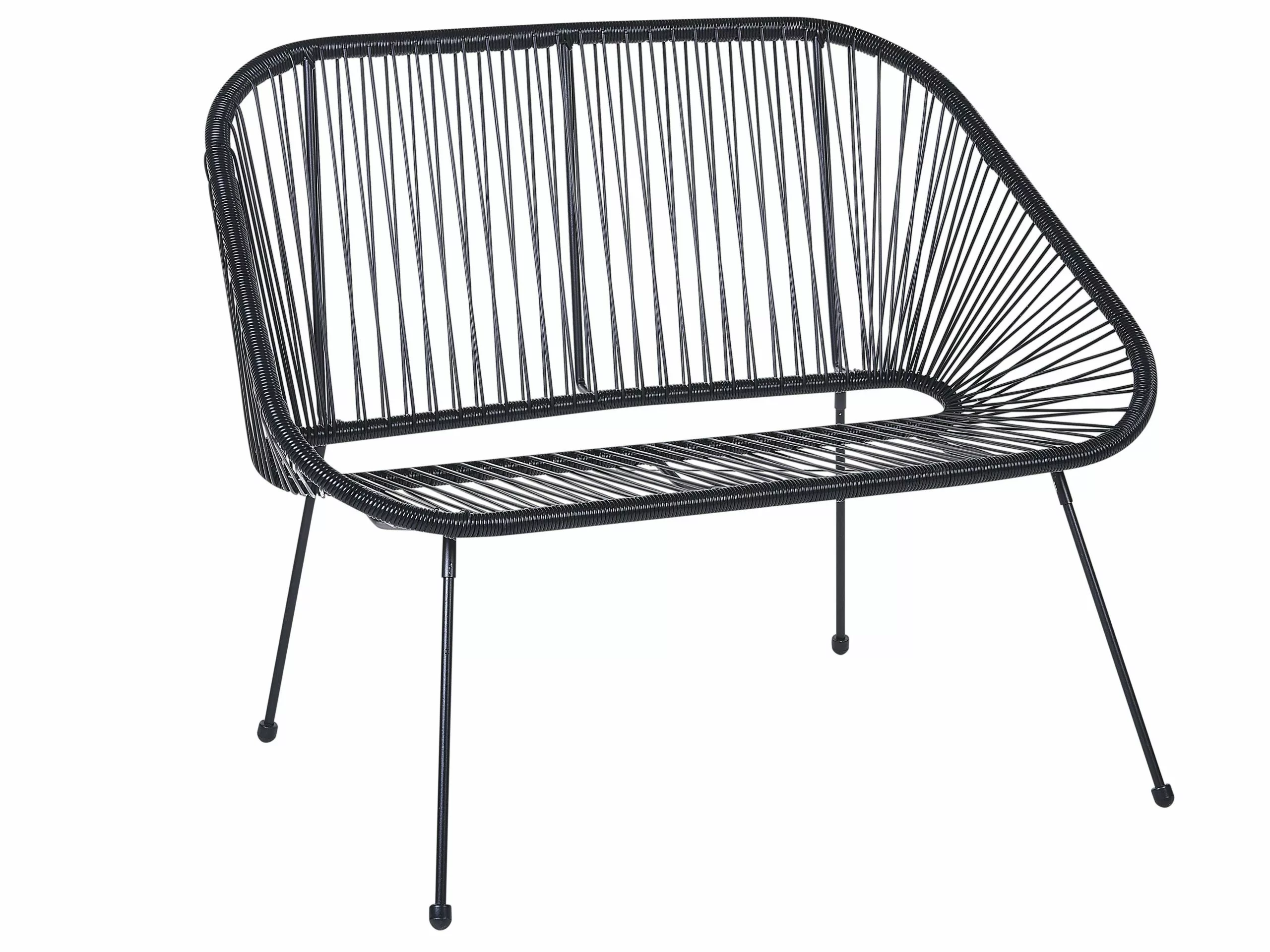 Beliani Puutarhapenkki Polyrottinki Musta 114 Cm ACAPULCO 7 Beliani Puutarhapenkki Polyrottinki Musta 114 Cm ACAPULCO - Image 5