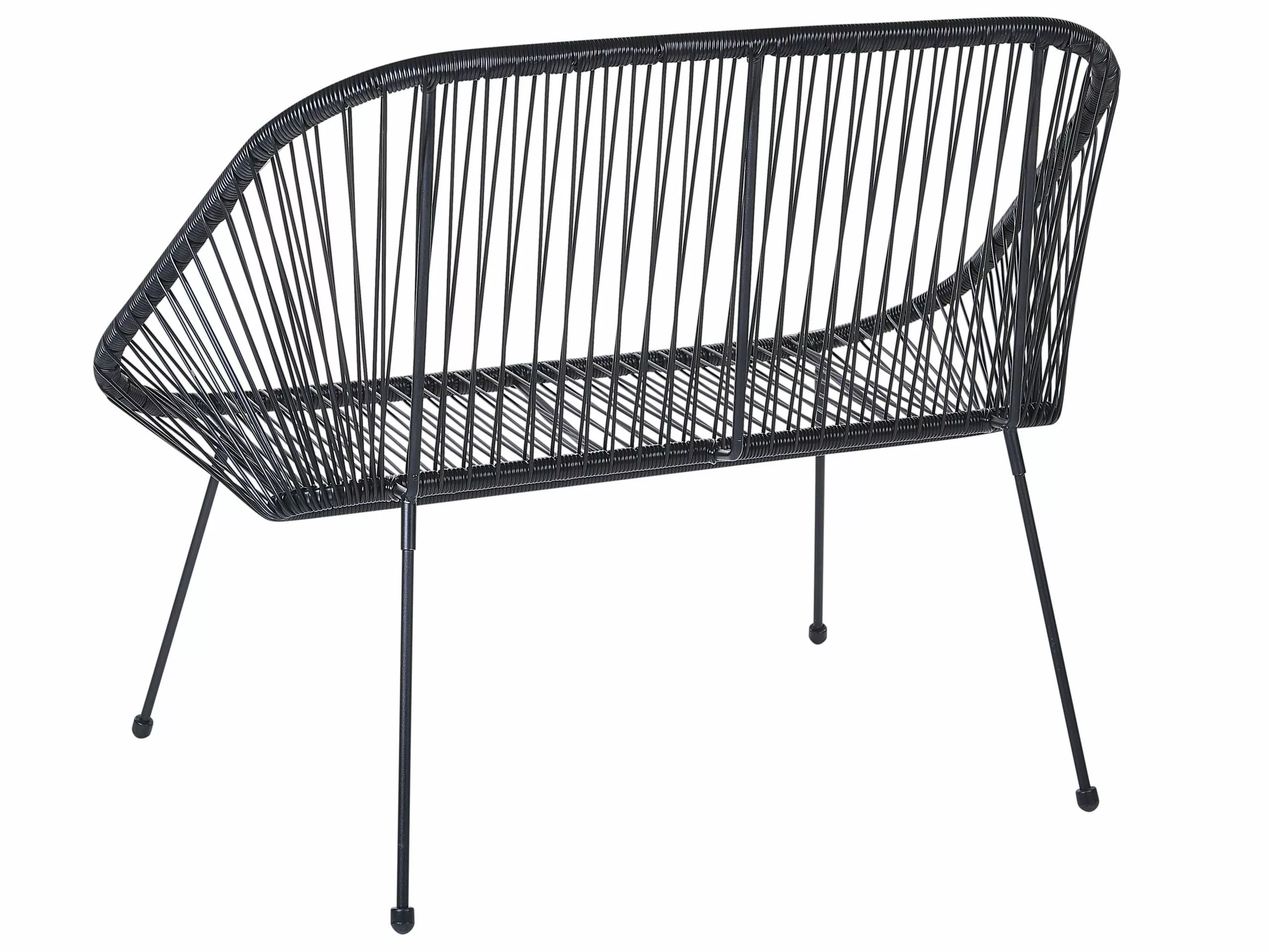 Beliani Puutarhapenkki Polyrottinki Musta 114 Cm ACAPULCO 8 Beliani Puutarhapenkki Polyrottinki Musta 114 Cm ACAPULCO - Image 6